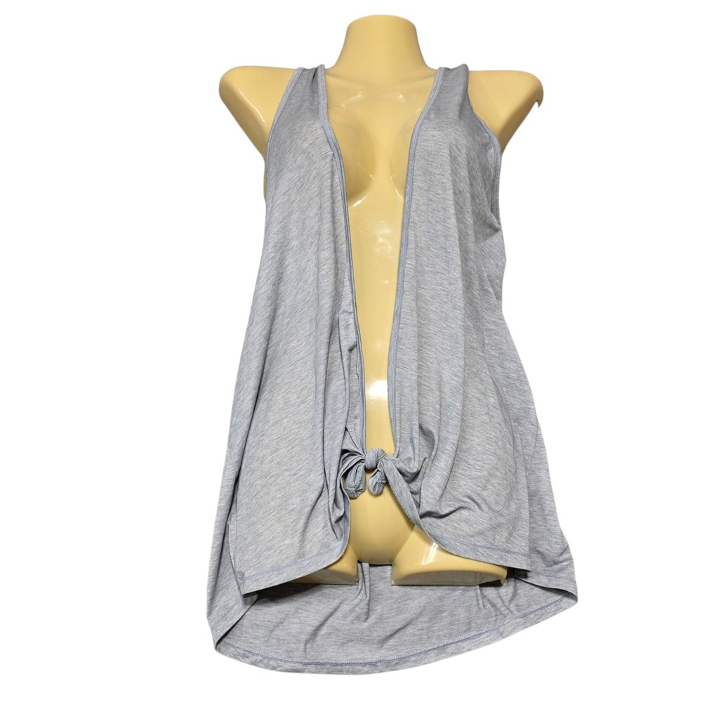 Athleta Gray Tie Front Open Front Drape Vest Tank Top Women's Size M